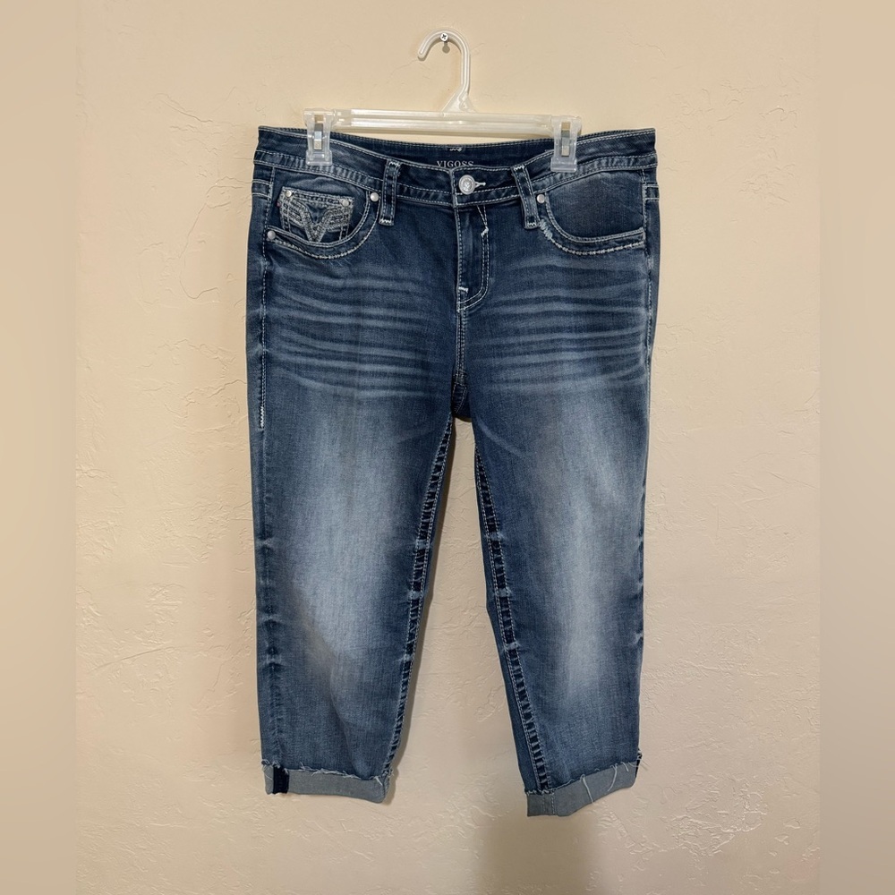 Vigoss Blue Ankle Cropped Jeans with Stretch